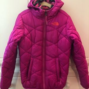 Girls North Face reversible winter jacket.